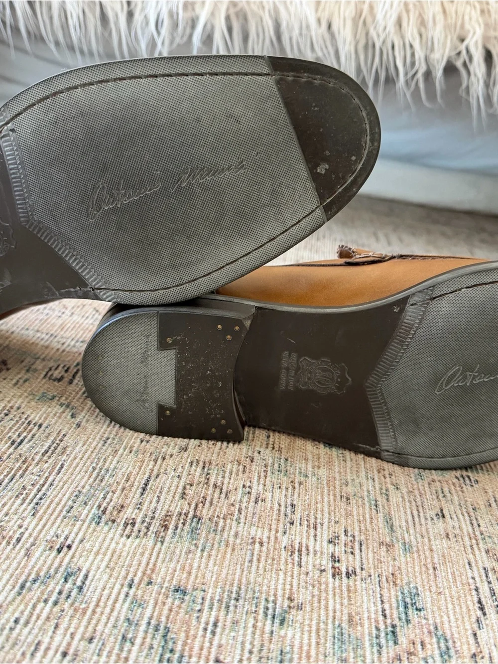 Antonio Maurizi Cognac Leather Slip-On Loafers